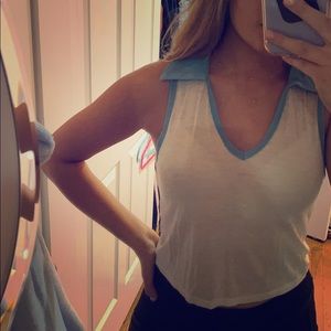 V neck collared tank top